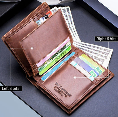 BULL CAPTAIN 027 Men Short Anti-Theft Wallet Leather Multi-Card Thicken Wallet, Colour: Luxurious Ash