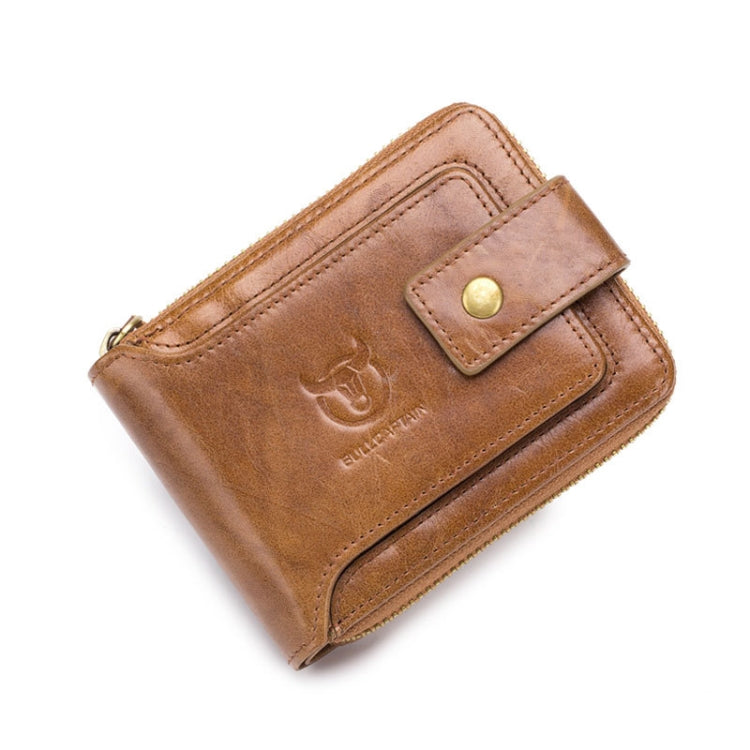 BUFF CAPTAIN 231 Portefeuille en cuir de première couche avec fermeture éclair, horizontal, plusieurs cartes, portefeuille album épais (marron jaune)