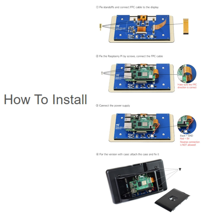 Waveshare 7 inch 800×480 IPS Capacitive Touch Display, DSI Interface, 5-Point Touch with Case