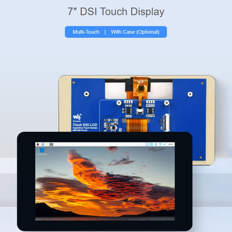 Waveshare 7 inch 800×480 IPS Capacitive Touch Display, DSI Interface, 5-Point Touch without Case