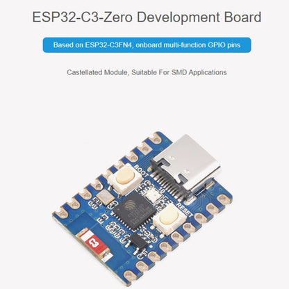 Waveshare 2.4GHz ESP32-C3 Mini Development Board, Based ESP32-C3FN4 Single-core Processor without Header