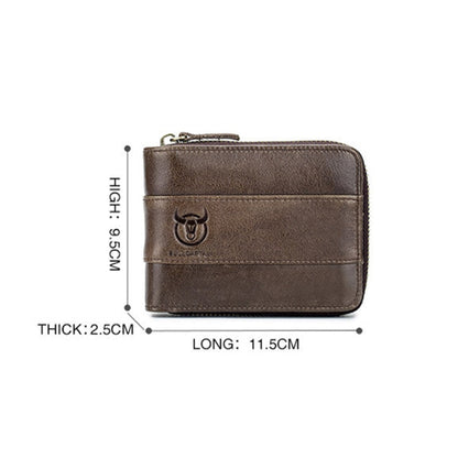 BULL CAPTAIN 025 Leather First-Layer Cowhide Wallet Multi-Function Card Tap Wallet(Yellow Brown)