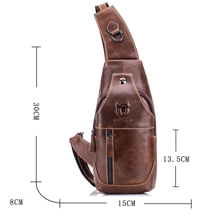 BULL CAPTAIN 019 Retro Men Leather Crossbody Shoulder Bag First-Layer Cowhide Chest Bag, Colour: Yellow Brown