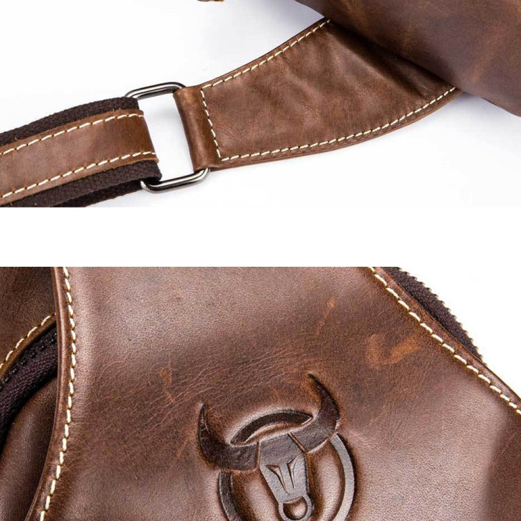 BULL CAPTAIN 019 Retro Men Leather Crossbody Shoulder Bag First-Layer Cowhide Chest Bag, Colour: Yellow Brown