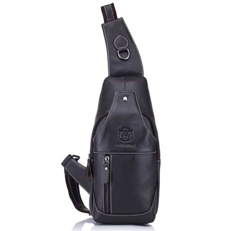 BULL CAPTAIN 019 Retro Men Leather Crossbody Shoulder Bag First-Layer Cowhide Chest Bag, Colour: Pure Black