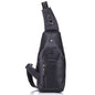 BULL CAPTAIN 019 Retro Men Leather Crossbody Shoulder Bag First-Layer Cowhide Chest Bag, Colour: Pure Black
