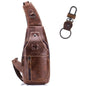BULL CAPTAIN 019 Retro Men Leather Crossbody Shoulder Bag First-Layer Cowhide Chest Bag, Colour: Chestnut Brown + Buckle