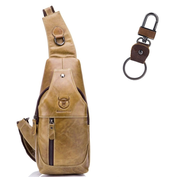 BULL CAPTAIN 019 Retro Men Leather Crossbody Shoulder Bag First-Layer Cowhide Chest Bag, Colour: Yellow + Buckle