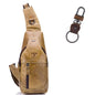 BULL CAPTAIN 019 Retro Men Leather Crossbody Shoulder Bag First-Layer Cowhide Chest Bag, Colour: Yellow + Buckle