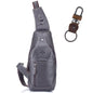 BULL CAPTAIN 019 Sac à bandoulière rétro en cuir pour homme, en cuir de vachette première couche, couleur : gris + boucle