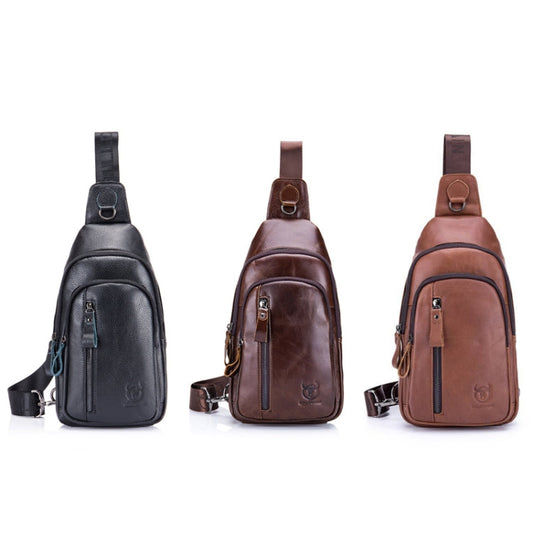 BUFF CAPTAIN Sac Bandoulière Homme 100 Cuir Véritable Bandoulière Multifonctionnel Sport Décontracté Sac Poitrine(Noir)