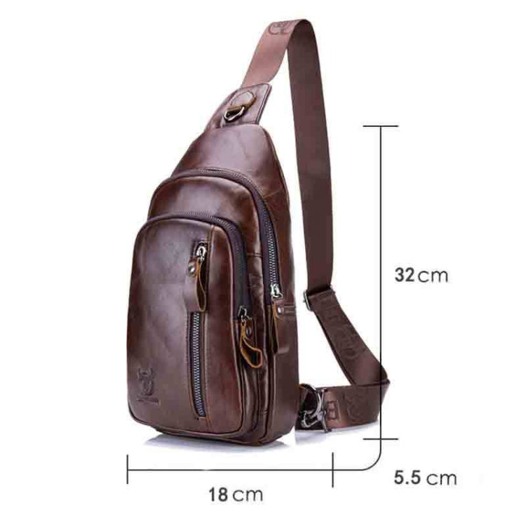 BUFF CAPTAIN 100 Men Leather Crossbody Shoulder Bag First-Layer Cowhide Multi-Function Sports Casual Chest Bag(Brown)