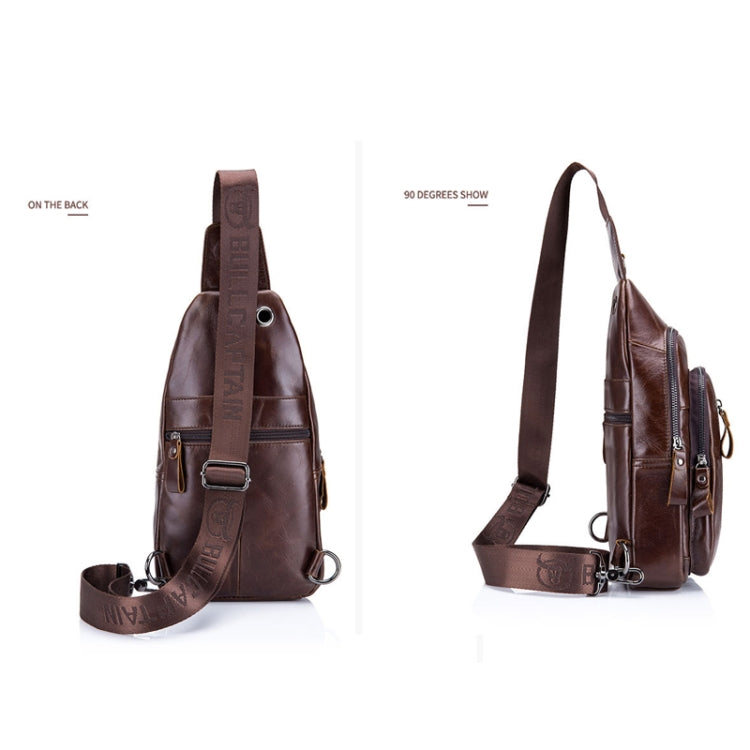 BUFF CAPTAIN 100 Men Leather Crossbody Shoulder Bag First-Layer Cowhide Multi-Function Sports Casual Chest Bag(Brown)