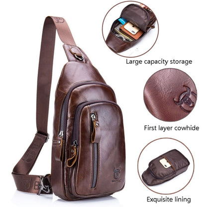 BUFF CAPTAIN 100 Men Leather Crossbody Shoulder Bag First-Layer Cowhide Multi-Function Sports Casual Chest Bag(Brown)
