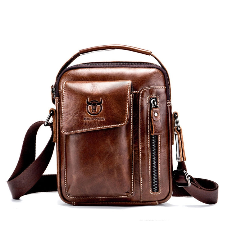 BULL CAPTAIN 037 First-Layer Cowhide Messenger Bag Male Soft Leather Shoulder Bag(Dark Brown)