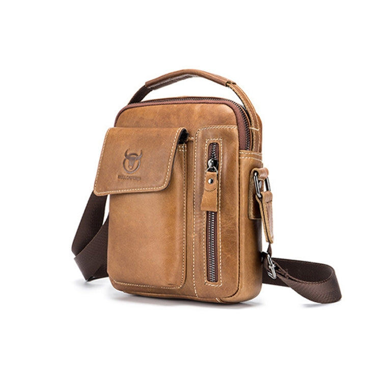BULL CAPTAIN 037 First-Layer Cowhide Messenger Bag Male Soft Leather Shoulder Bag(Yellow Brown)