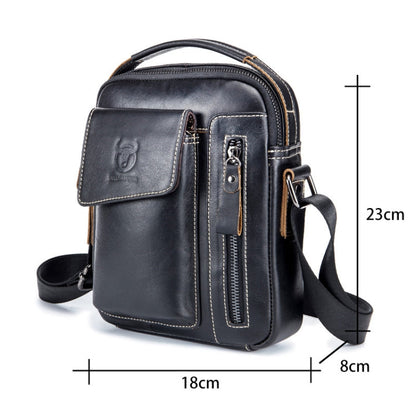 BULL CAPTAIN 037 First-Layer Cowhide Messenger Bag Male Soft Leather Shoulder Bag(Dark Brown)