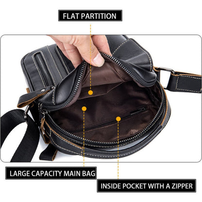 BULL CAPTAIN 037 First-Layer Cowhide Messenger Bag Male Soft Leather Shoulder Bag(Yellow Brown)