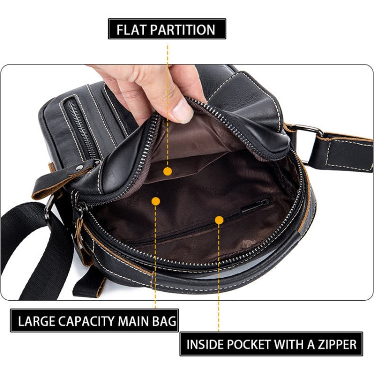 BULL CAPTAIN 037 First-Layer Cowhide Messenger Bag Male Soft Leather Shoulder Bag(Dark Brown)
