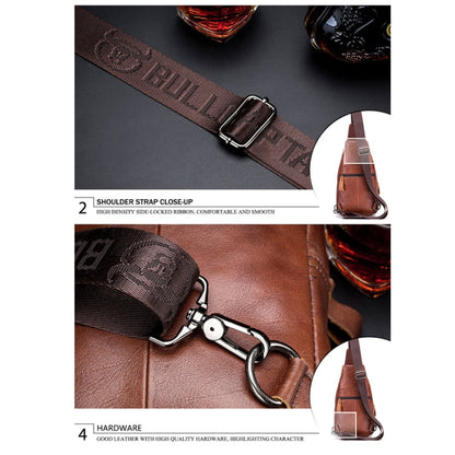 BULL CAPTAIN 129 First-Layer Cowhide Men Soft Chest Bag Outdoor Casual Messenger Bag(Red Brown)