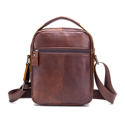 BULL CAPTAIN 777 Men Leather Shoulder Bag First-Layer Cowhide Retro Large Capacity Satchel(Brown)