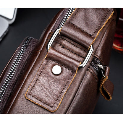 BULL CAPTAIN 777 Men Leather Shoulder Bag First-Layer Cowhide Retro Large Capacity Satchel(Brown)