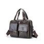 BULL CAPTAIN 042 Men Leather Single-shoulder Messenger Bag Cowhide Handheld Briefcase(Iron Cyan)