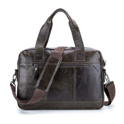 BULL CAPTAIN 042 Men Leather Single-shoulder Messenger Bag Cowhide Handheld Briefcase(Iron Cyan)