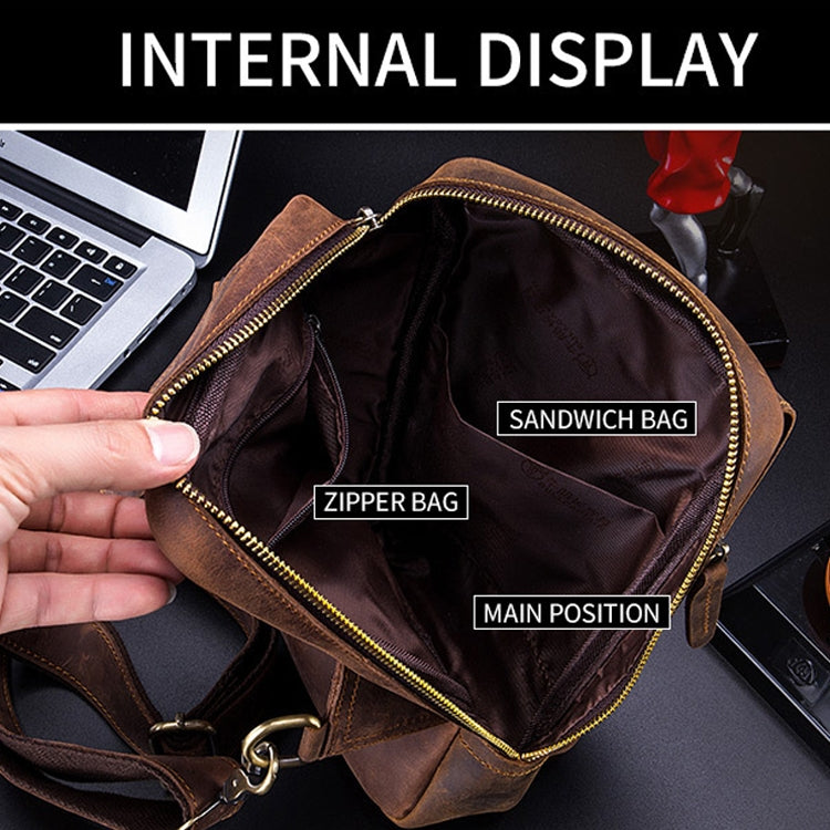 BULL CAPTAIN 133 Men Leather Retro Shoulder Bag Diagonal Leather Bag(Brown)