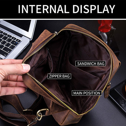 BULL CAPTAIN 133 Men Leather Retro Shoulder Bag Diagonal Leather Bag(Brown)