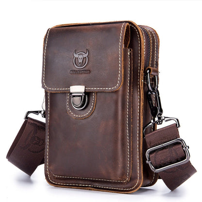 BULL CAPTAIN 075 Men Belt Phone Waist Bag First-Layer Cowhide Multi-Function Diagonal Bag(Brown)