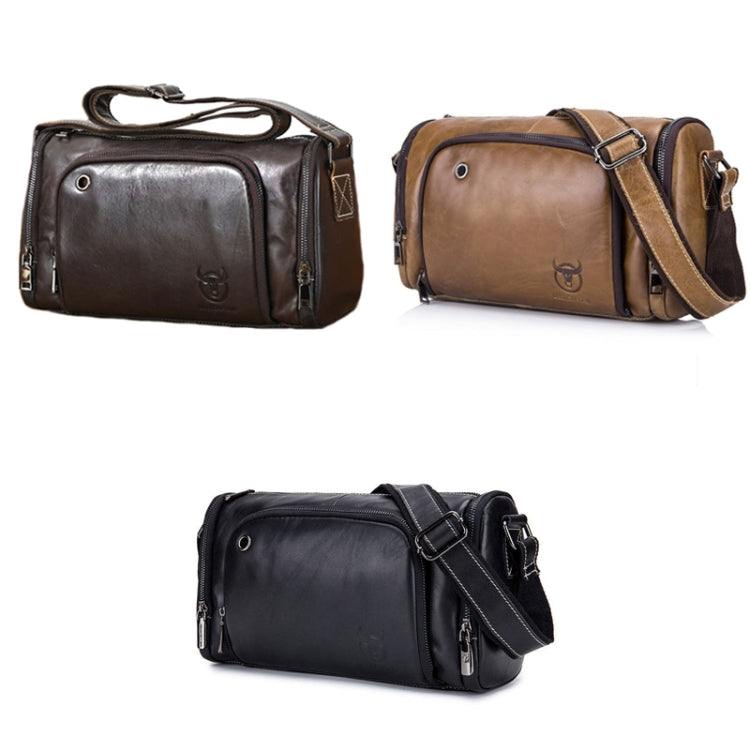 BULL CAPTAIN HKDJB--001 Cowhide Messenger Bag Sports Men Single-shoulder Bag, Colour: Dark Brown