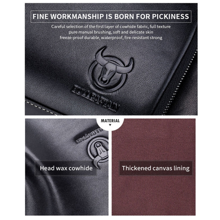 BULL CAPTAIN HKDJB--001 Cowhide Messenger Bag Sports Men Single-shoulder Bag, Colour: Dark Brown