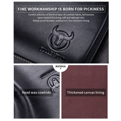 BULL CAPTAIN HKDJB--001 Cowhide Messenger Bag Sports Men Single-shoulder Bag, Colour: Dark Brown