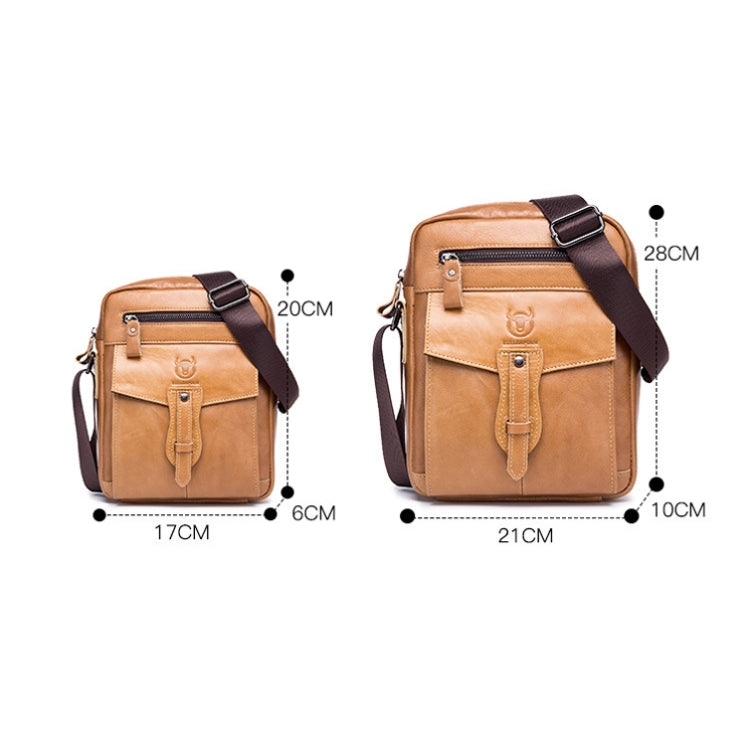 BULL CAPTAIN 053 Men Messenger Bag Cowhide Large Capacity Briefcase, Specification：Small (Black)