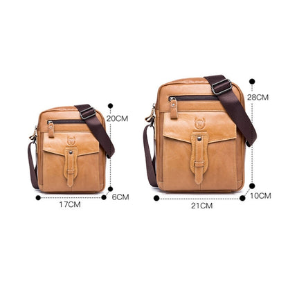 BULL CAPTAIN 053 Men Messenger Bag Cowhide Large Capacity Briefcase, Specification：Small (Black)