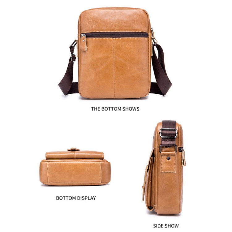 BULL CAPTAIN 053 Men Messenger Bag Cowhide Large Capacity Briefcase, Specification：Small (Black)