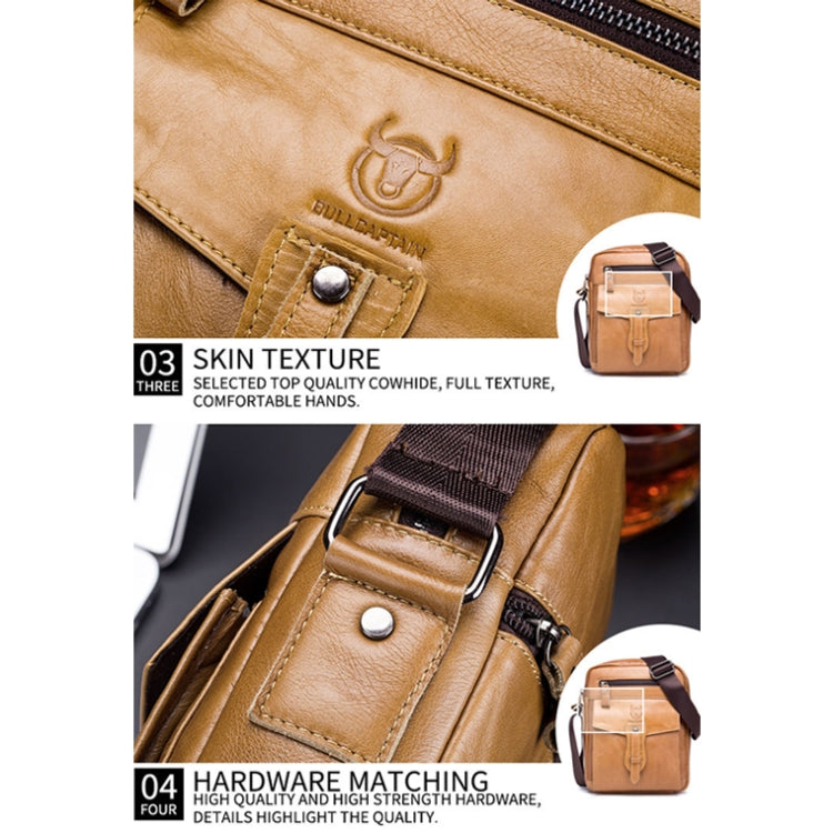 BULL CAPTAIN 053 Men Messenger Bag Cowhide Large Capacity Briefcase, Specification：Small (Black)