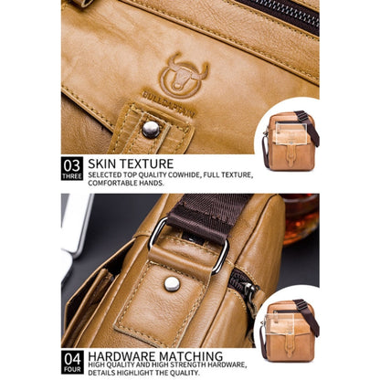 BULL CAPTAIN 053 Men Messenger Bag Cowhide Large Capacity Briefcase, Specification：Small (Black)
