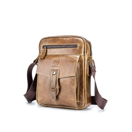 BULL CAPTAIN 053 Sac Messager Homme Mallette en Peau de Vache Grande Capacité, Spécification : Petite Taille (Marron Foncé)
