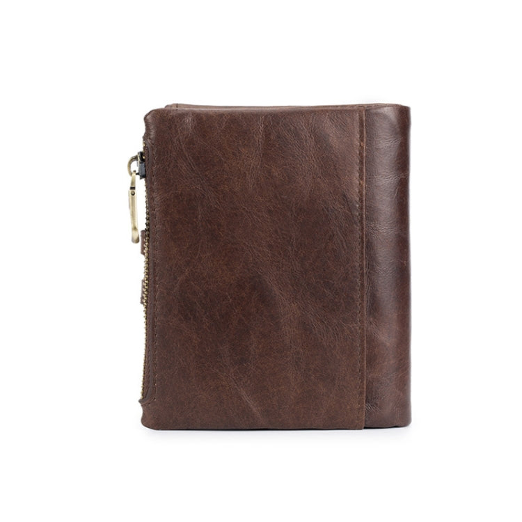 BULL CAPTAIN 021 Leather Men Vertical Wallet Short Multi-Function Wallet(Brown)