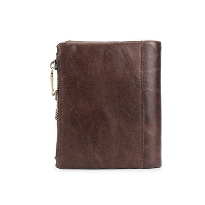 BULL CAPTAIN 021 Leather Men Vertical Wallet Short Multi-Function Wallet(Brown)