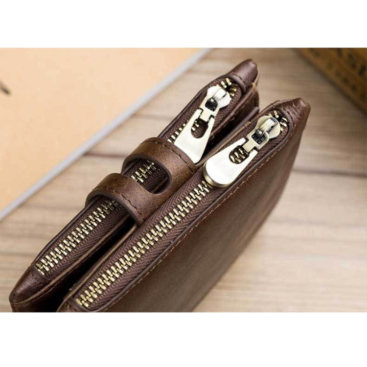 BULL CAPTAIN 021 Leather Men Vertical Wallet Short Multi-Function Wallet(Brown)