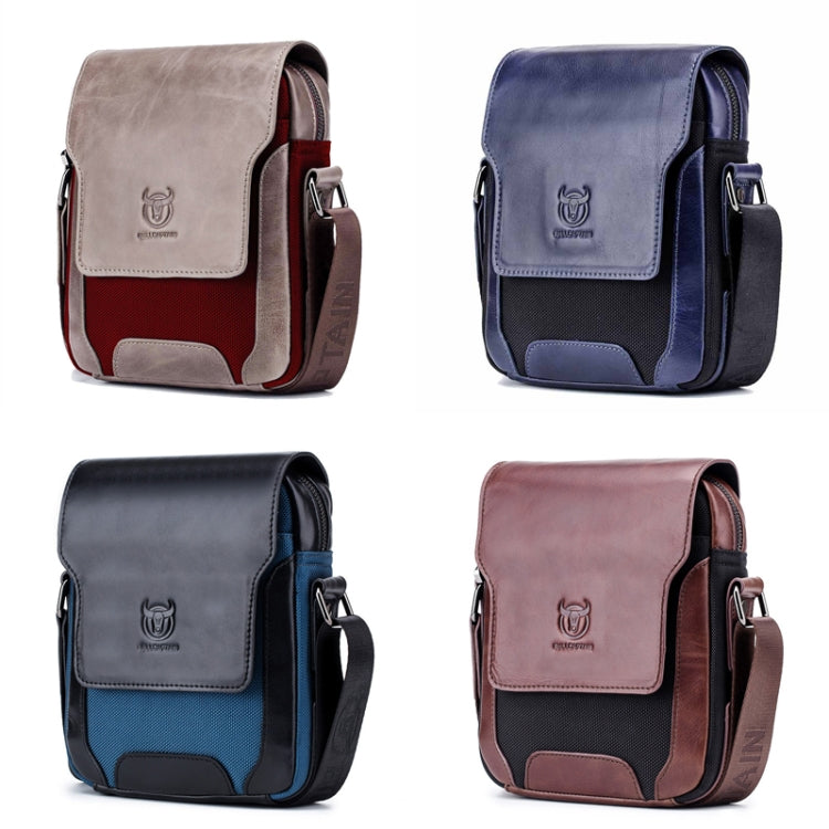 BULL CAPTAIN 999 Sacoche diagonale en cuir pour homme en cuir de vachette première couche Sacs à bandoulière multifonctions (Bleu marine)