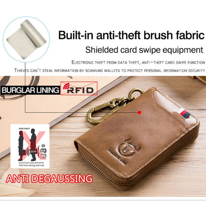 BULL CAPTAIN 474 Multifunctional Leather Coin Purse Hanging Waist Anti-Brush Key Bag, Colour: Yellow Brown