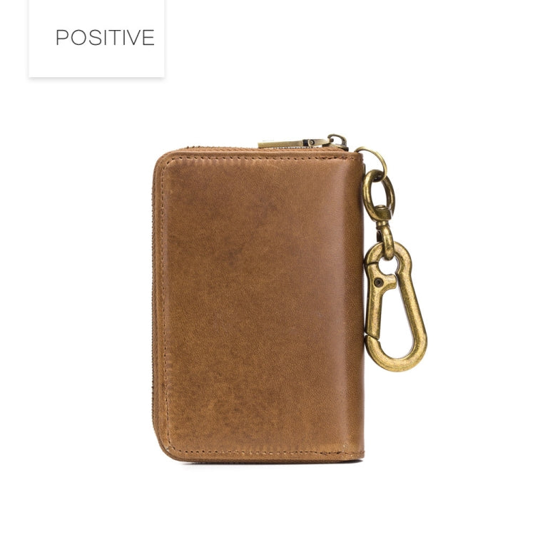 BULL CAPTAIN 474 Multifunctional Leather Coin Purse Hanging Waist Anti-Brush Key Bag, Colour: Yellow Brown