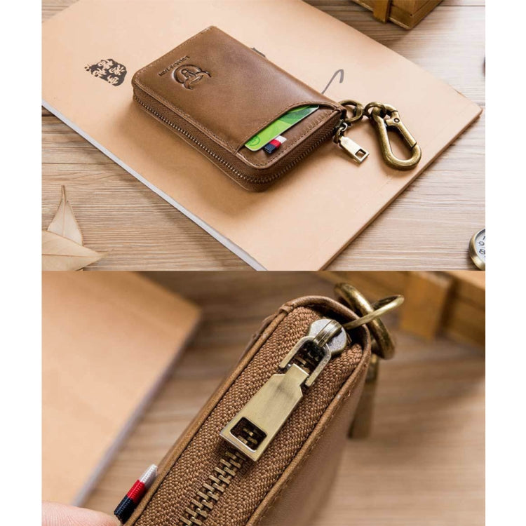 BULL CAPTAIN 474 Multifunctional Leather Coin Purse Hanging Waist Anti-Brush Key Bag, Colour: Yellow Brown