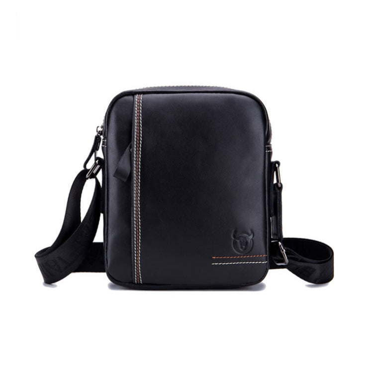 BULL CAPTAIN 228 Men Leather Shoulder Bag First-Layer Cowhide Casual Mini Diagonal Bag(Black)