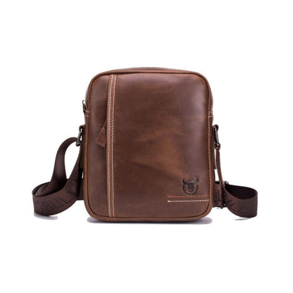 BULL CAPTAIN 228 Sac bandoulière en cuir pour homme, sac diagonale mini décontracté en cuir de vachette première couche (marron)