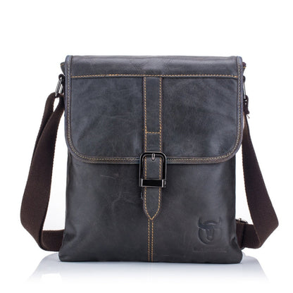 BULL CAPTAIN 034 Men Leather Shoulder Bag Sports Outdoor First-Layer Cowhide Bag(Iron Blue)